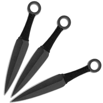 Anime Kunai Knives 3 Pcs Set 9" Black
