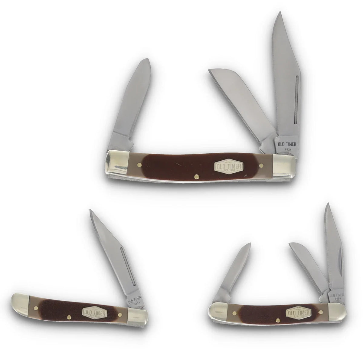 Old Timer 1207768 3-Piece Sawcut Folding Knife Set with Gift Tin