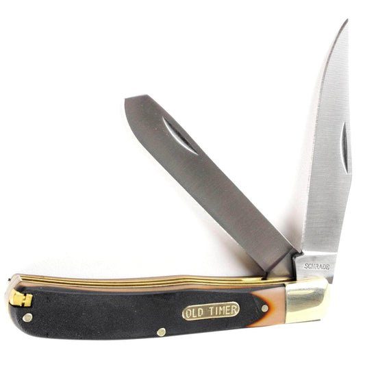 Schrade Old Timer 96OT Bearhead Trapper, 2 3.3" Blades, Sawcut Handle