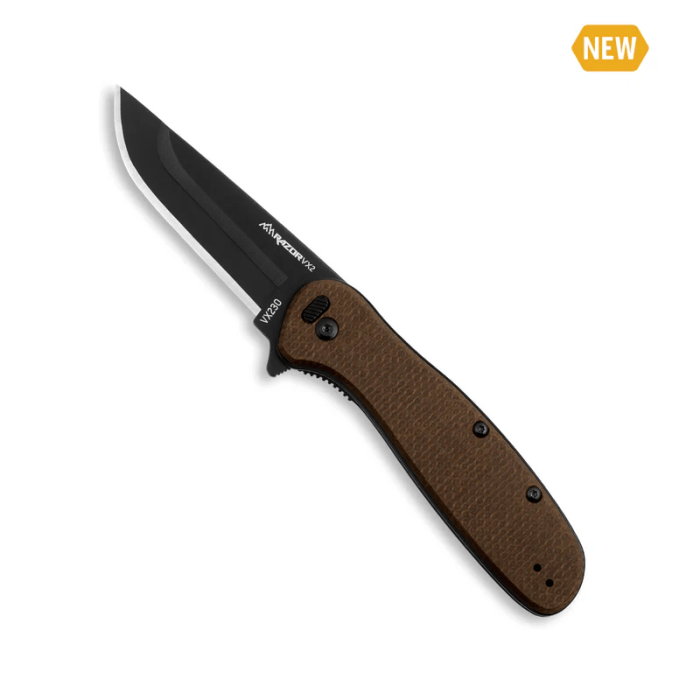 Outdoor Edge Razor VX2 VX230D-C 3" Folding Knife – Brown Burlap Micarta
