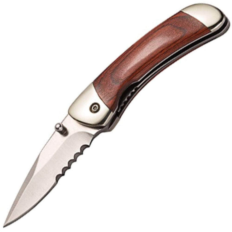 Engraved Parker River Classic Folding Knife, 2.75" Blade, Red Grain Wood Handle