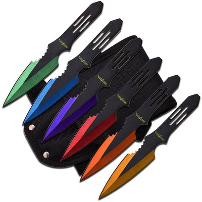 Perfect Point 6-Piece Multi-Color Throwing Knives - PP-595-6MC