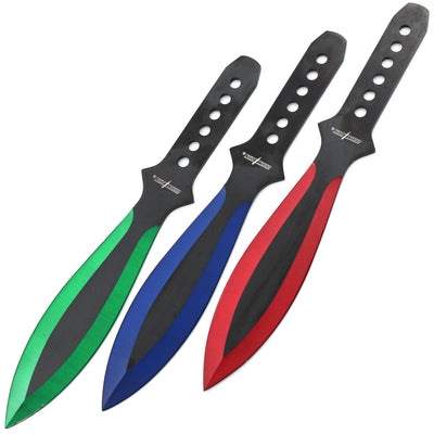 Perfect Point Throwing Knife Set, 3 9" Knives, Nylon Sheath - PP-114-3RGB
