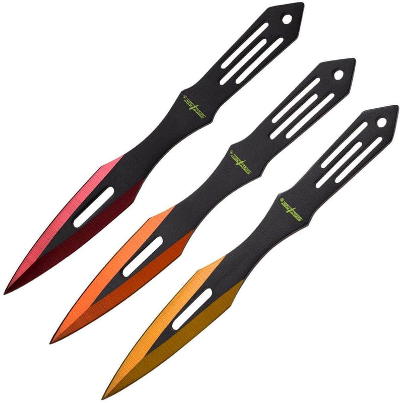 Perfect Point Throwing Knives, 3 Multi-Color 6.5" Throwers, Sheath - PP-598-3ROY