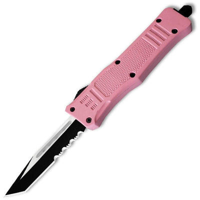 Delta Force Legacy OTF, 2.75" Combo Tanto Blade, Pink Handle - OTFM-11PKT