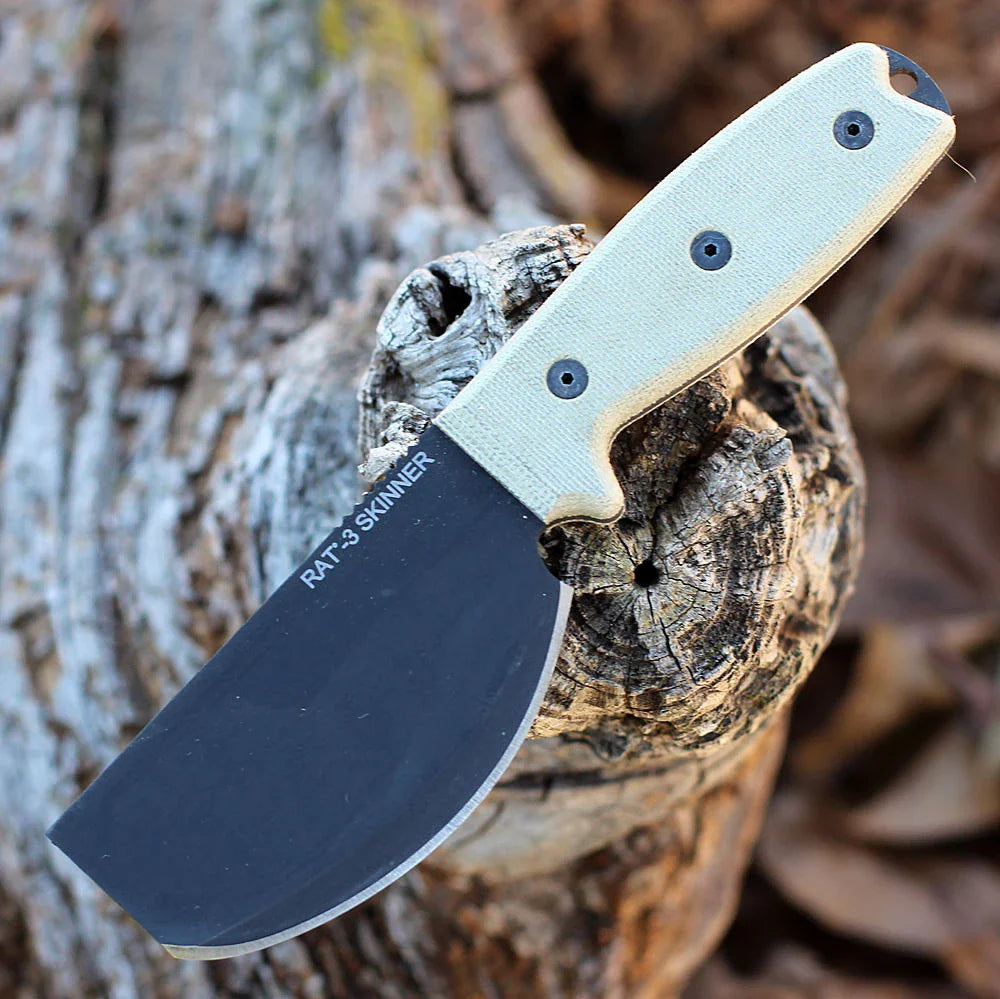 Ontario RAT-3 Skinner 8661 Fixed Blade Knife with Leather Sheath