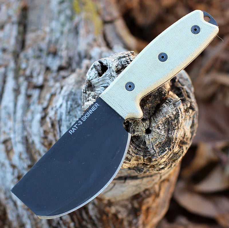 Ontario RAT-3 Skinner 8661 Fixed Blade Knife with Leather Sheath