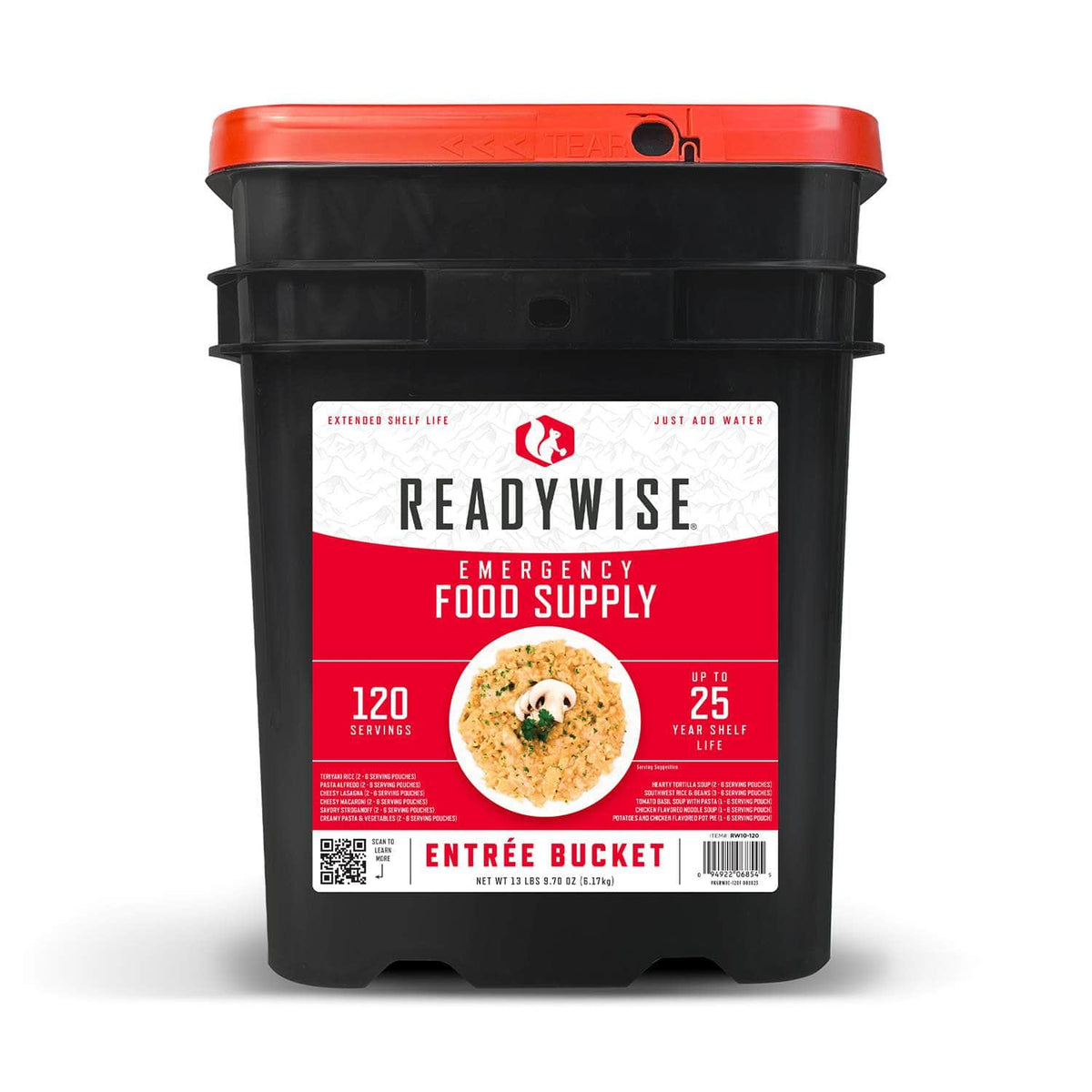 ReadyWise RW10120 120-Serving Emergency Food Bucket – Freeze-Dried Entrées