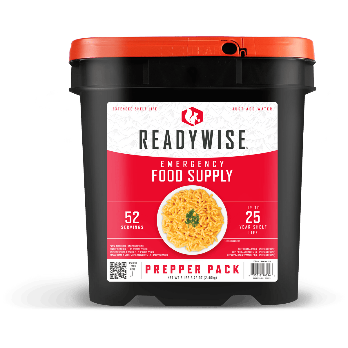 ReadyWise RW10152 Prepper Pack – 52-Serving Emergency Food Bucket
