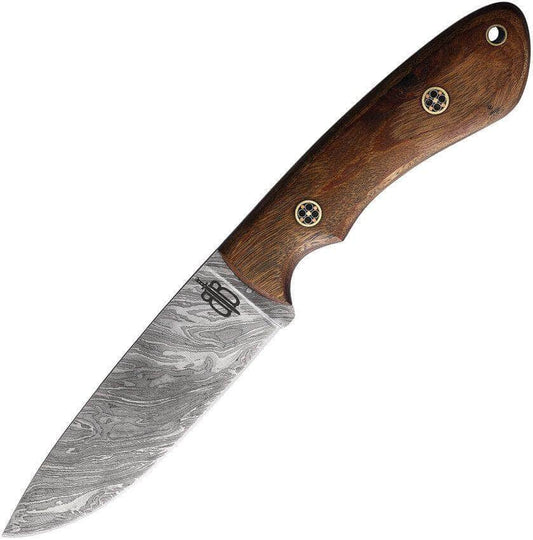 BucknBear Custom Handmade Damascus Fixed Blade Texas Hunter Knife (Olive Wood Handle)