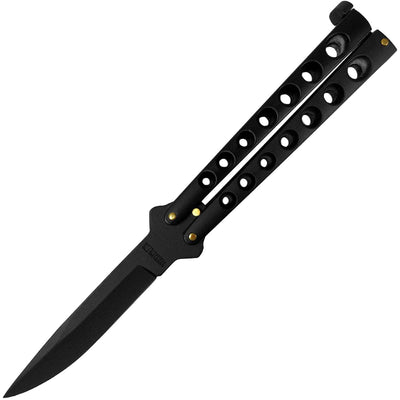 Scoundrel Alloy Balisong Butterfly Knife, 4" Black Blade, Black Handle - B5-B