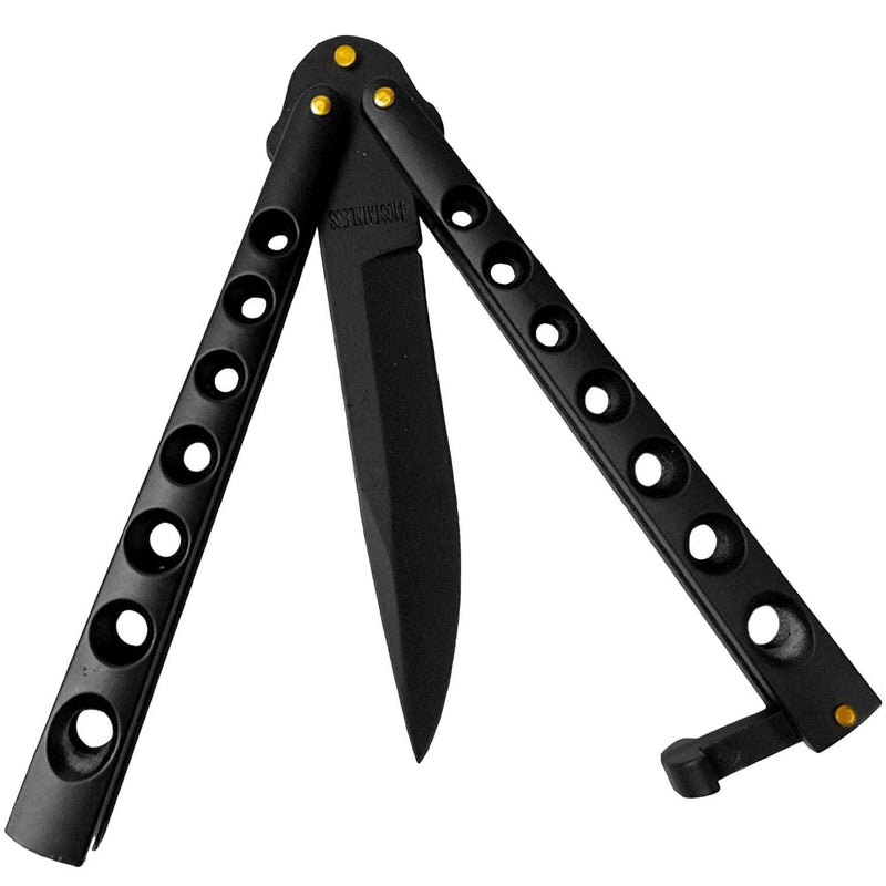 Scoundrel Alloy Balisong Butterfly Knife Black on Black Blade