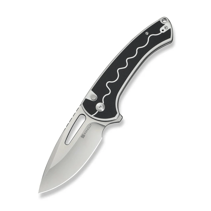 Sencut Squiggy S24082A-1 – Button Lock Knife, White/Black G10