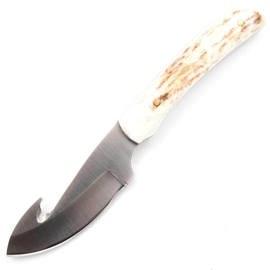 Silver Stag Gut Slab, 2.75" D2 Blade, Stag Handle, Sheath - GS2.75