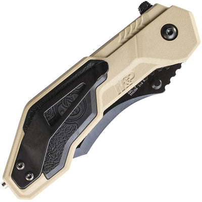 Smith & Wesson M&P MAGIC Folding Knife, 2.9" Blade, Tan Aluminum/Rubber Handle - SWMP1BSD