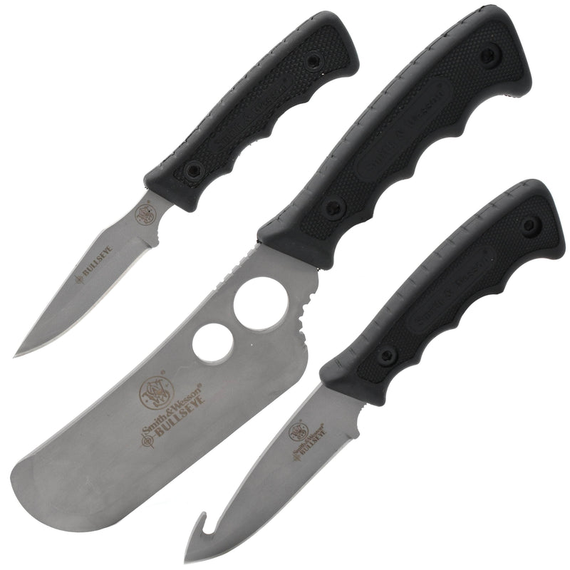 Smith & Wesson Camping Knife Set, Cleaver, Guthook, Caper, Sheath - SWCAMP