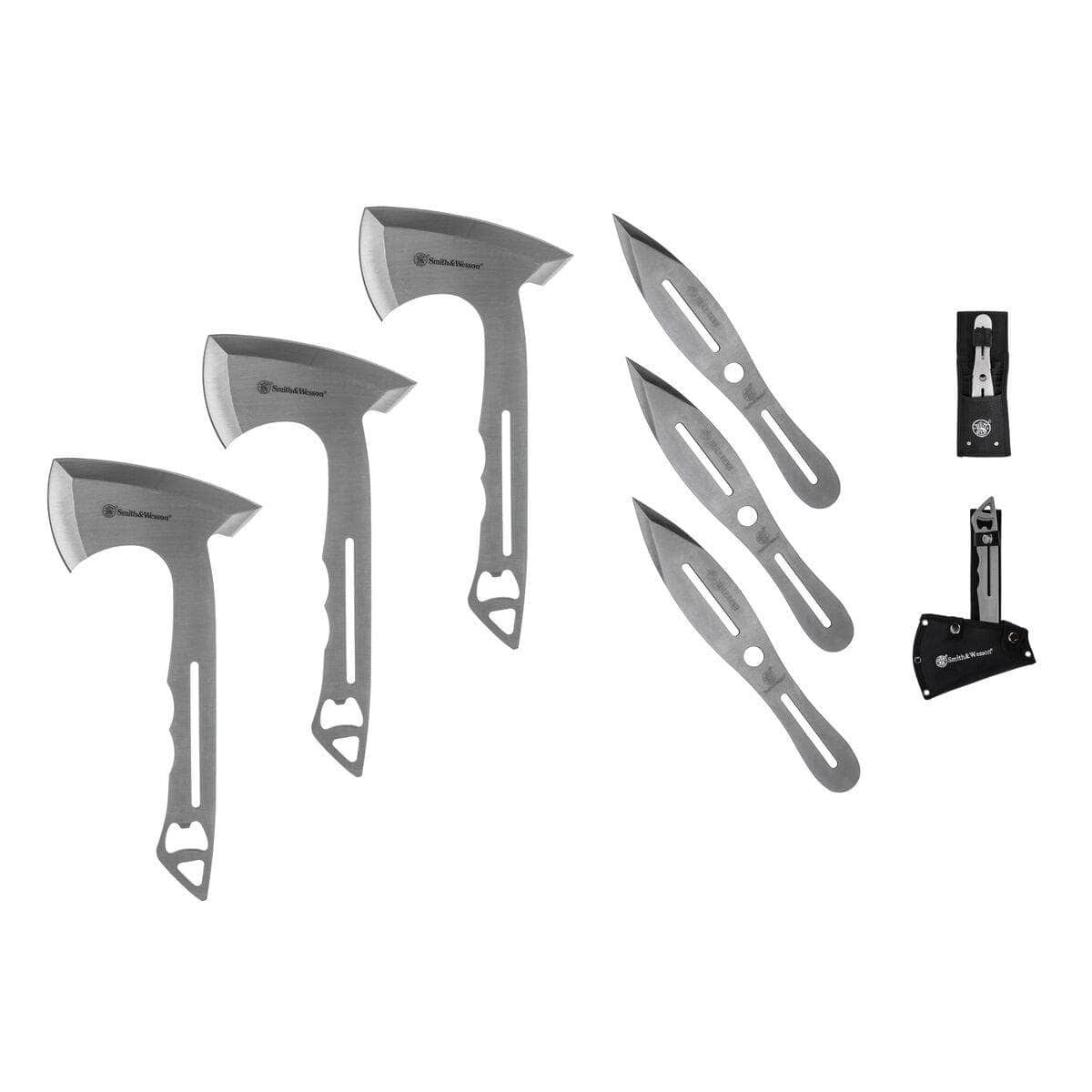 Smith & Wesson SW1122228 Throwing Combo – 3 Knives & 3 Axes with Sheaths