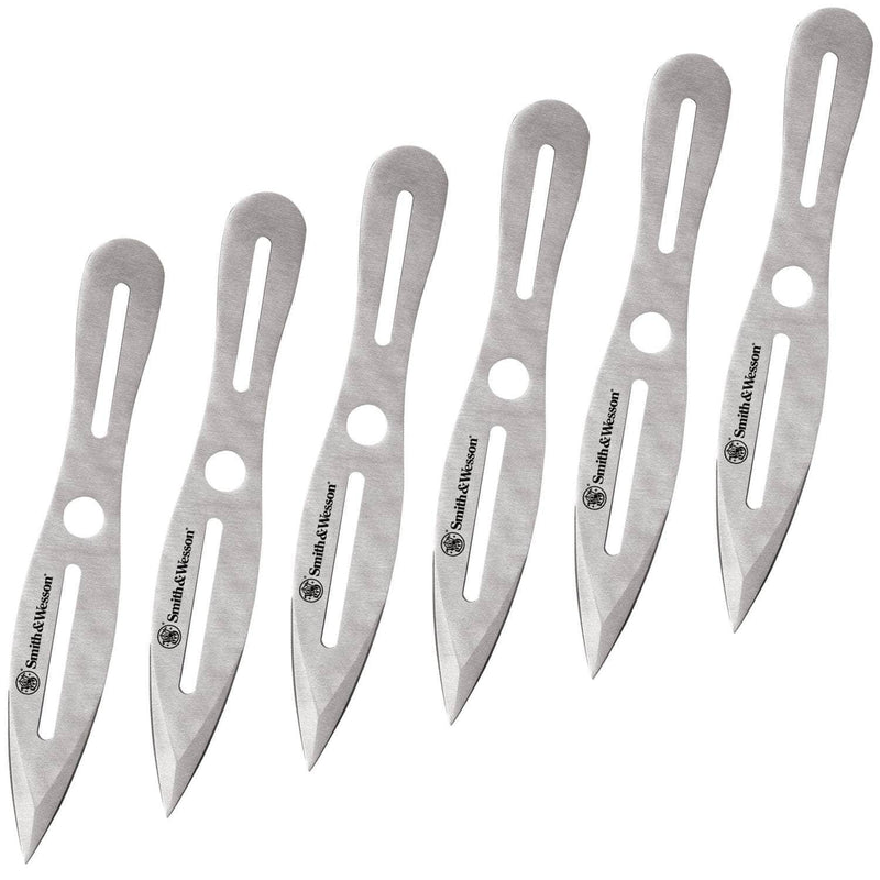 Smith & Wesson 8" Throwing Knife Set, 6 Silver Throwers, Sheath - SWTK8CP