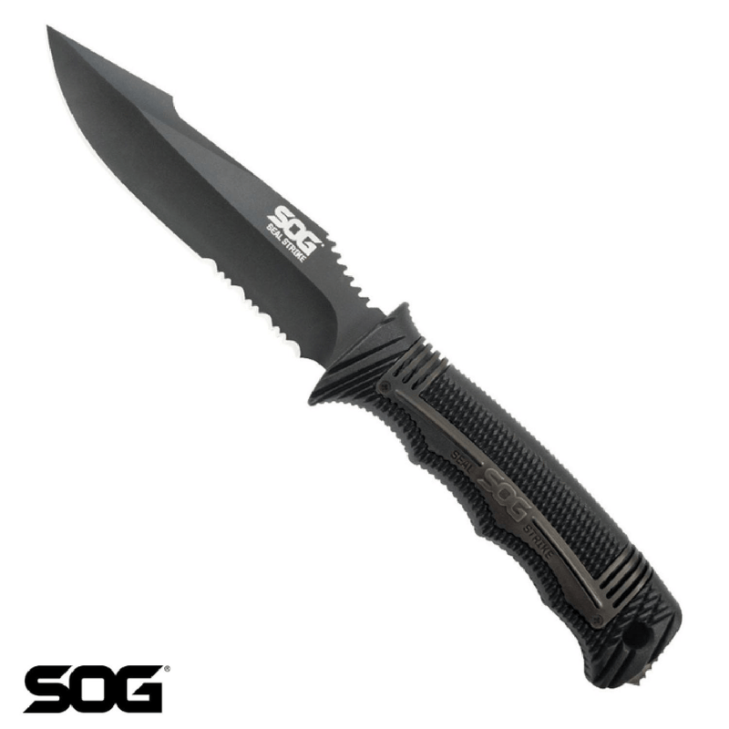 SOG SEAL Strike SS1003-CP Fixed Blade – 4.9" Black TiNi AUS-8
