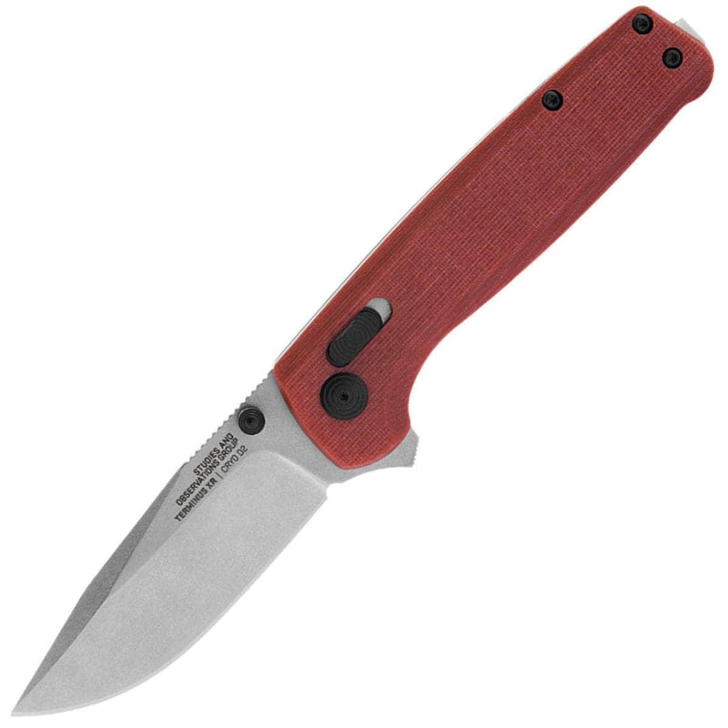 SOG Terminus XR TM1023-CP Folding Knife – 2.95" D2 Clip Point, Crimson G10