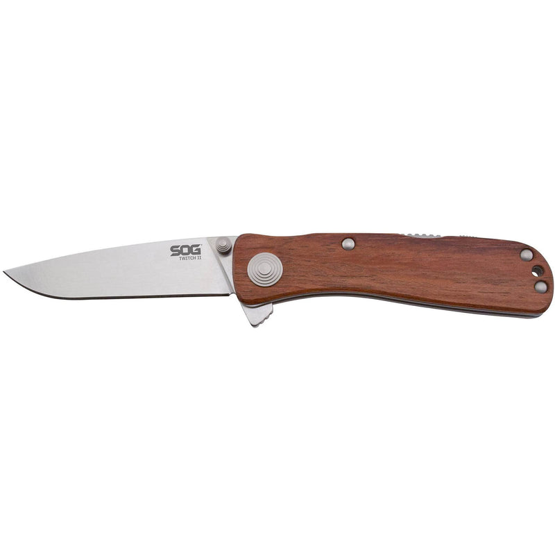 SOG Twitch II Wood TWI17-CP Assisted Folding Knife – Rosewood, AUS-8