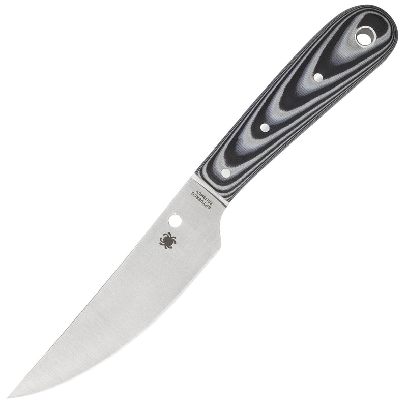 Spyderco Bow River, 4.4" Blade, Black/Gray G10 Handle, Leather Sheath - FB46GP
