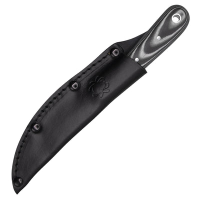 Spyderco Bow River, 4.4" Blade, Black/Gray G10 Handle, Leather Sheath - FB46GP
