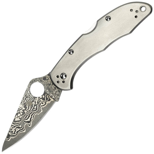 Spyderco Delica 4, 2.9" Damascus VG10 Blade, Titanium Handle - C11TIPD