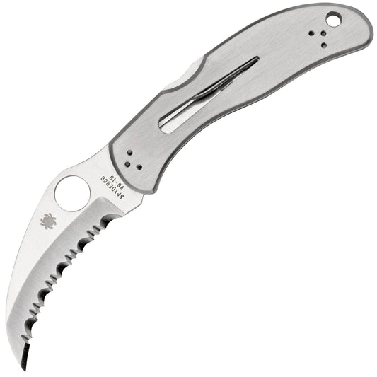 Spyderco Harpy, 2.75" VG10 Serrated Blade, Stainless Steel Handle - C08S