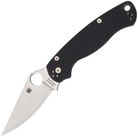 Spyderco Paramilitary 2, 3.44" S30V Plain Edge Blade, Black G-10 Handles - C81GP2