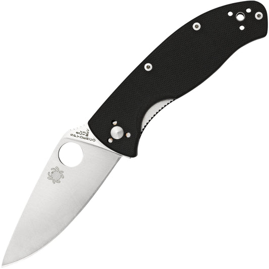 Spyderco Tenacious, 3.39" Plain Satin Blade, Black G10 Handle - C122GP