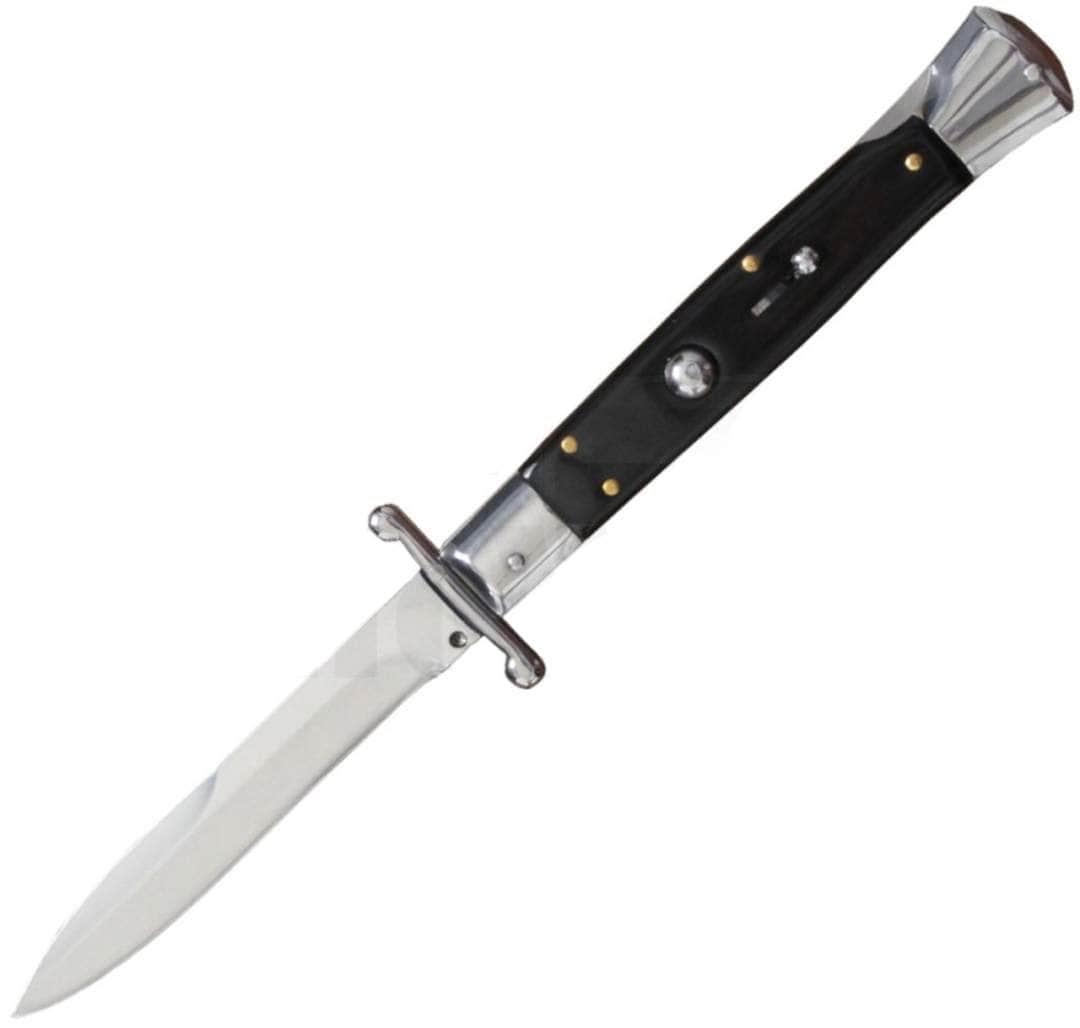 Milano 10" Swinguard Black Swirl Automatic Knife – 4.2" Polished Blade