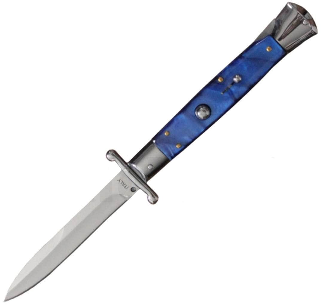 Milano 10" Swinguard Blue Swirl Automatic Knife – 4.2" Polished Blade