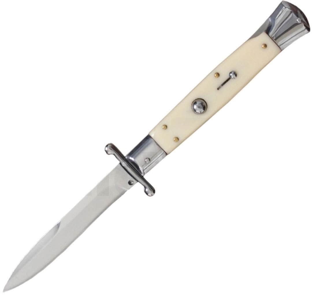Milano 10" Swinguard Ivory Swirl Automatic Knife – 4.2" Polished Blade