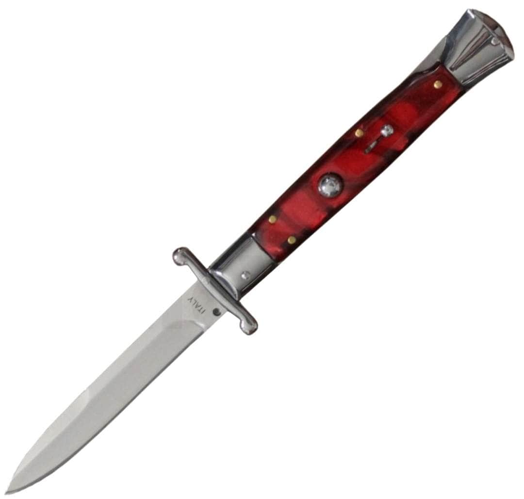 Milano 10" Swinguard Red Swirl Automatic Knife – 4.2" Polished Blade