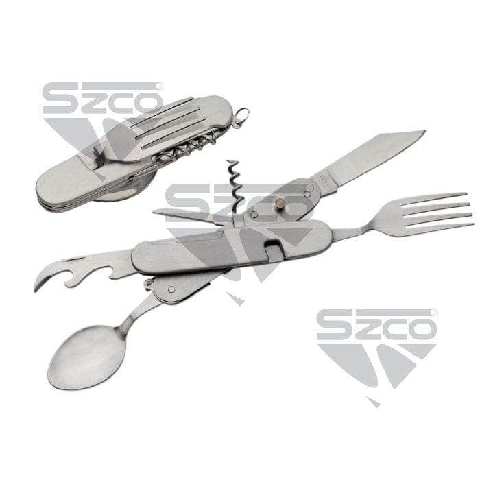 SZCO 6-Function Camper Multi-Tool – 4.25" Stainless Steel Camping Knife