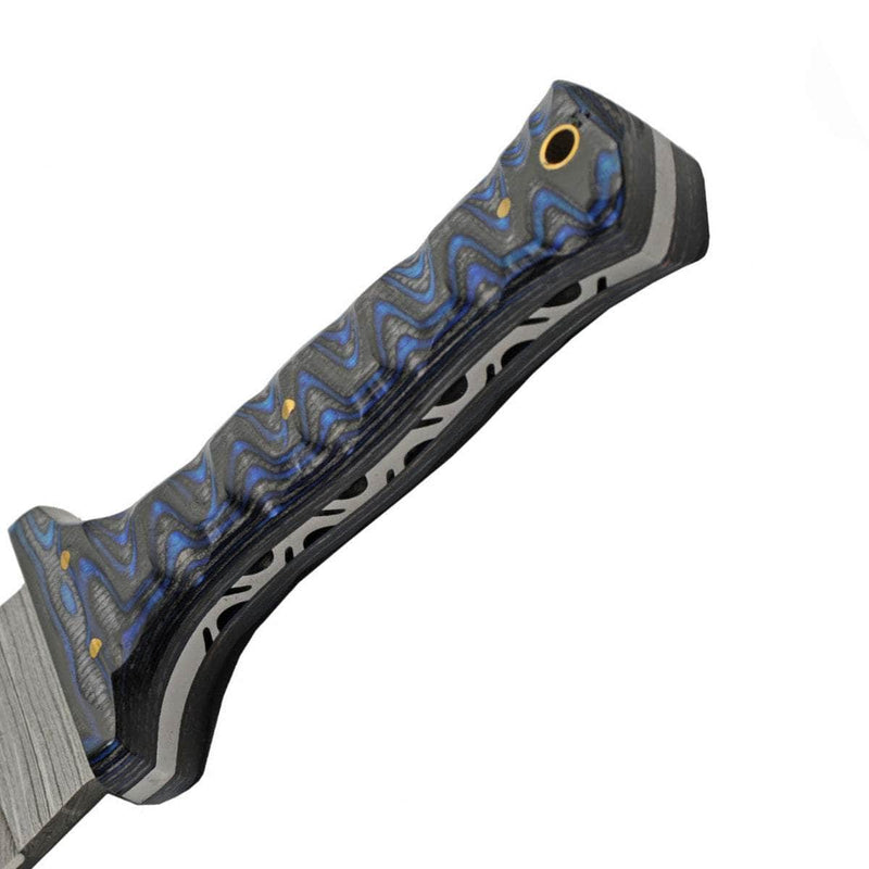 Rite Edge Damascus Dagger, 6" Blade, Blue Wood Handle, Sheath - DM-1371BL