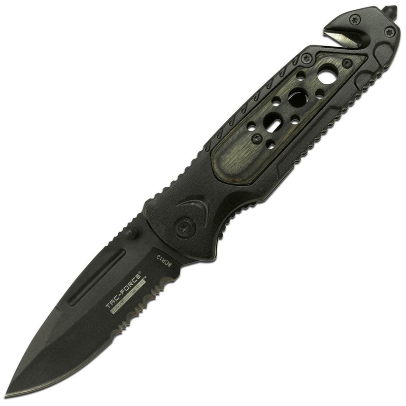 Tac-Force Spring Assisted Knife, 3.25" Blade, Aluminum/Wood Handle - TFE-A026-WD