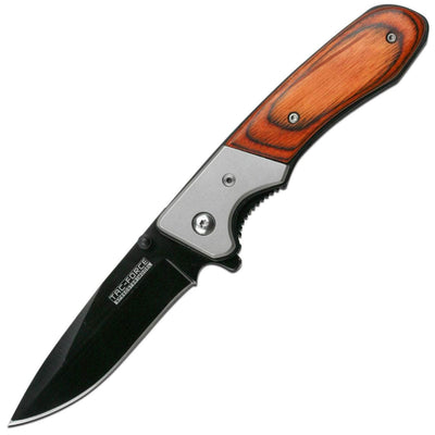 Tac-Force Spring Assisted Pocket Knife, 3" Black Blade, Pakkawood Handle - TF-469