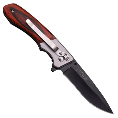 Tac-Force Spring Assisted Pocket Knife, 3" Black Blade, Pakkawood Handle - TF-469