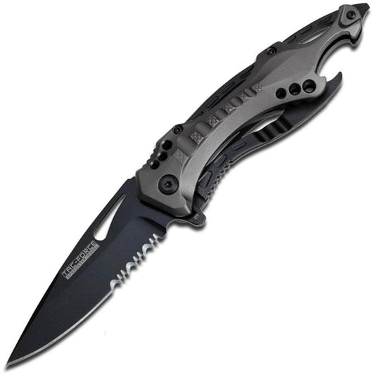 Tac-Force Spring Assisted Knife, 3.25" Blade, Gray Aluminum Handle - TF-705GY