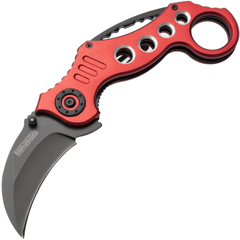 Tactical Extreme Karambit Knife, 3" Assisted Blade, Red Handle - ET01RD