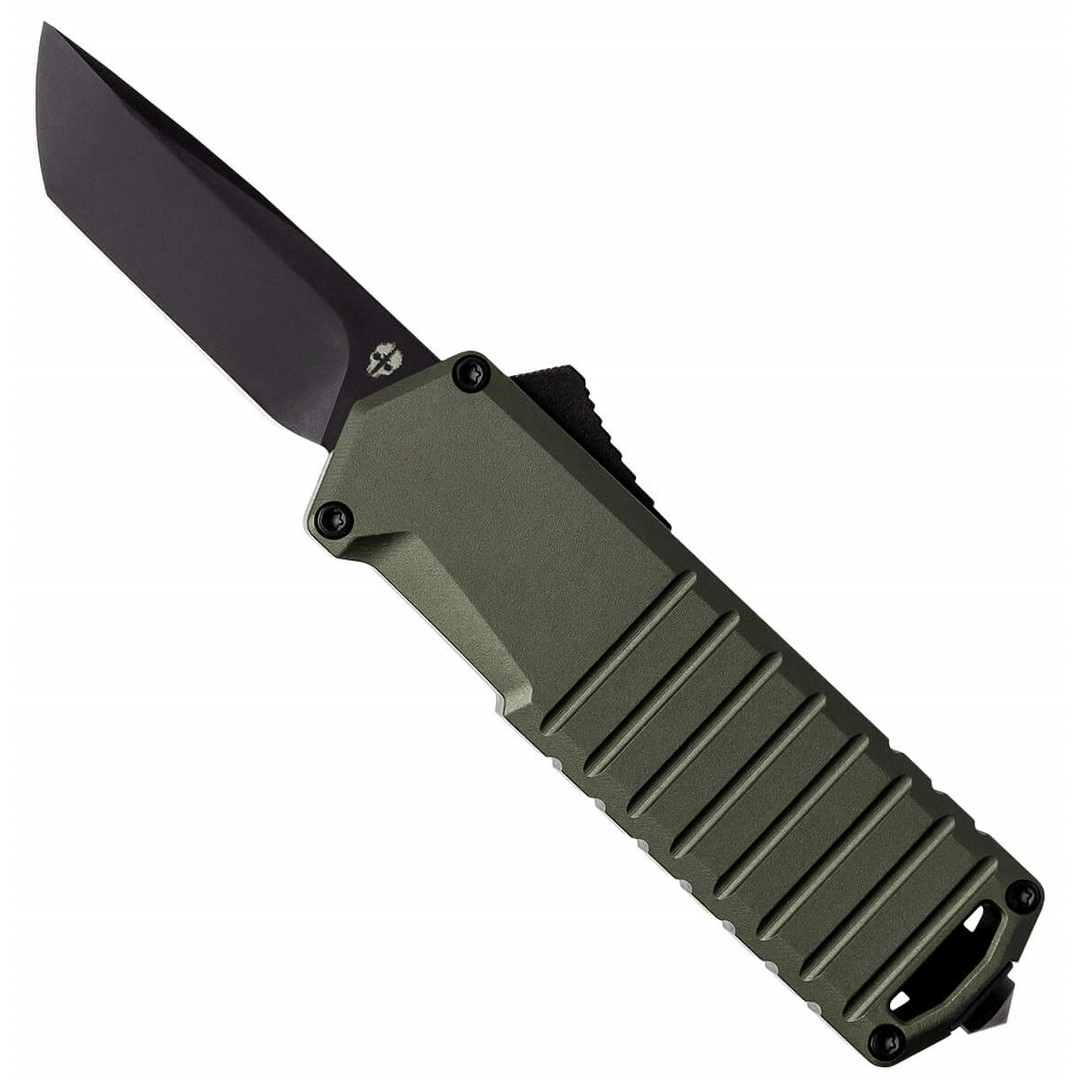 TEKTO A2 Badger OD Green OTF Automatic Knife – 1.85" Black D2 Blade | OD Green T6 Aluminum Handle | TEK-A2S-T6OD-D2BK2-A1