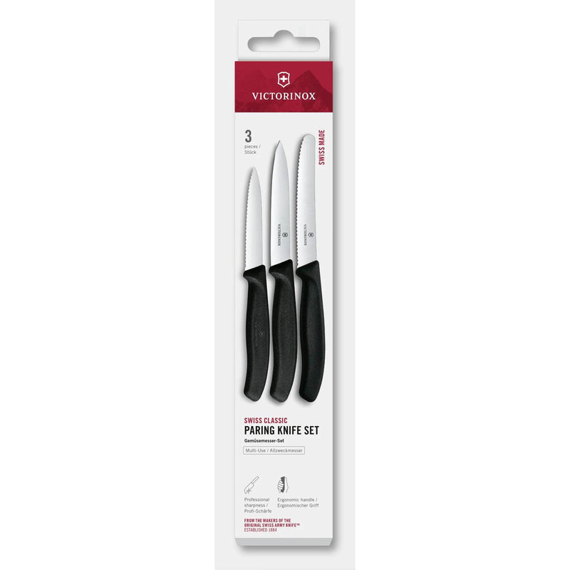 Victorinox 48042 3-Piece Paring Knife Set – Black Handles