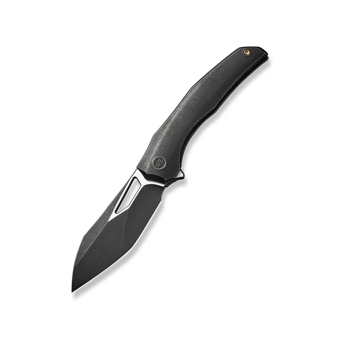 WE Knife Ignio Frame Lock Folding Knife – 3.38" Black Stonewashed CPM-20CV Wharnto Blade | Black 6AL4V Titanium Handle | Model WE22042B-1