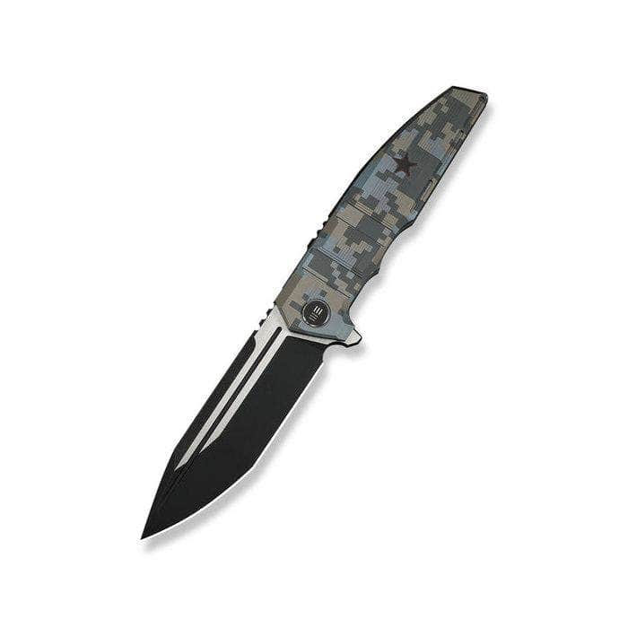 WE Knife Breach Frame Lock Folding Knife – 3.85" Black Stonewashed Böhler M390 Tanto Blade | Pixel Pattern Titanium Handle | Limited Edition | Model WE25077-3