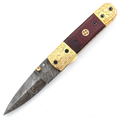 White Deer Signature Executive Series, 3.3" Damascus Blade, Copper/Wood Handle - FDM-2532
