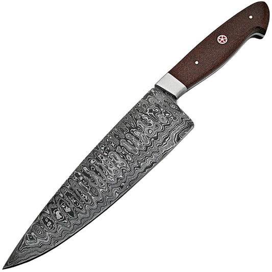 White Deer Damascus Santoku Japanese Chef Knife, 7.6" Blade, Micarta Handle