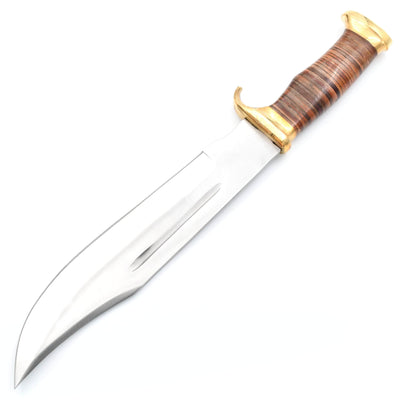 White Deer Magnum Outback American Bowie, 11.25" Blade, Stacked Leather Handle, Sheath - WD-2012