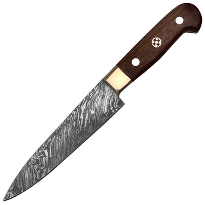 White Deer Forged Paring Knife Pro Chef Cutlery, 4" Damascus Blade, Wood Handle